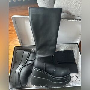 Demonia Black Platform Knee-High Boots